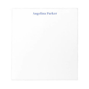 Modern Minimalist Plain Simple Blue White Notepad