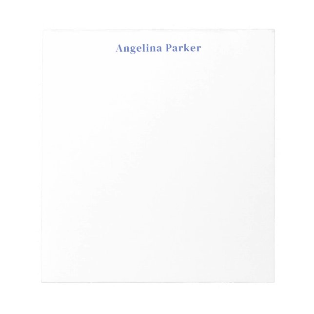 Modern Minimalist Plain Simple Blue White Notepad (Front)