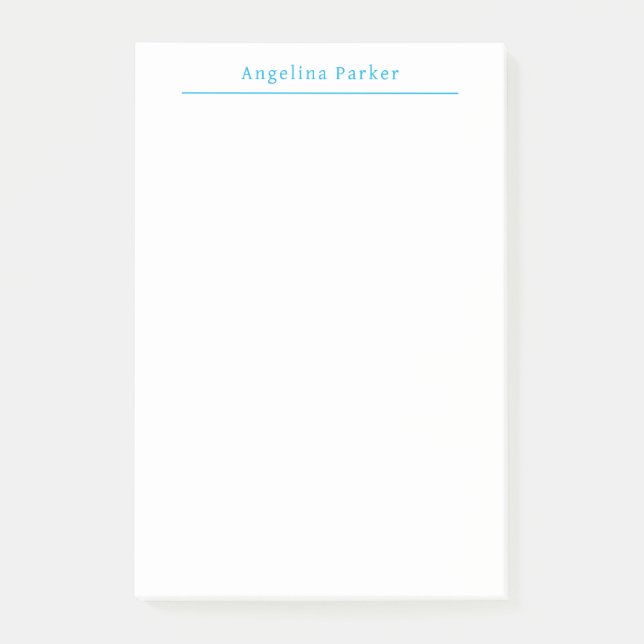 Modern Minimalist Plain Simple Blue White Post-it Notes (Front)