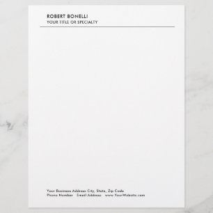 Modern Minimalist Plain Simple Business  Letterhead