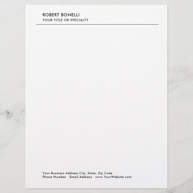 Modern Minimalist Plain Simple Business  Letterhead (Front)