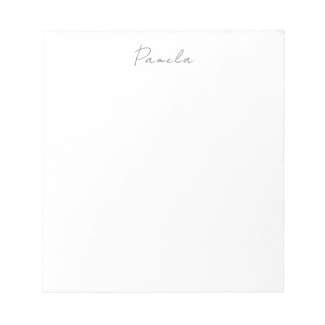 Modern Minimalist Plain Simple Cute Own Name Notepad (Front)