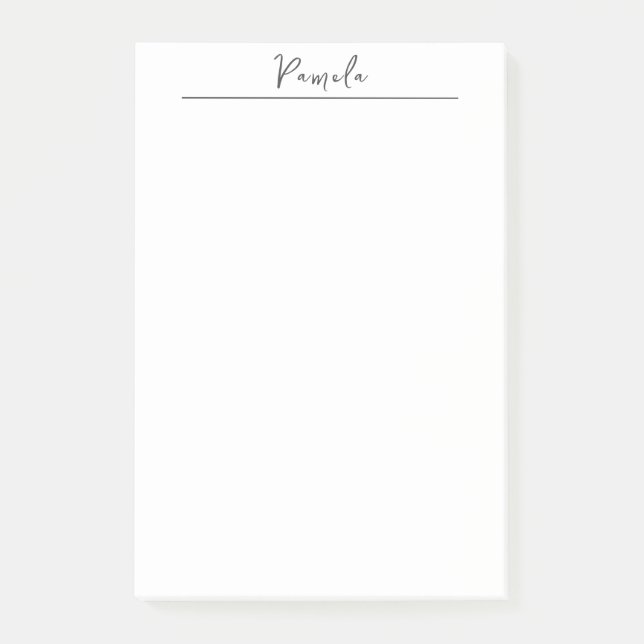 Modern Minimalist Plain Simple Cute Own Name Post-it Notes (Front)