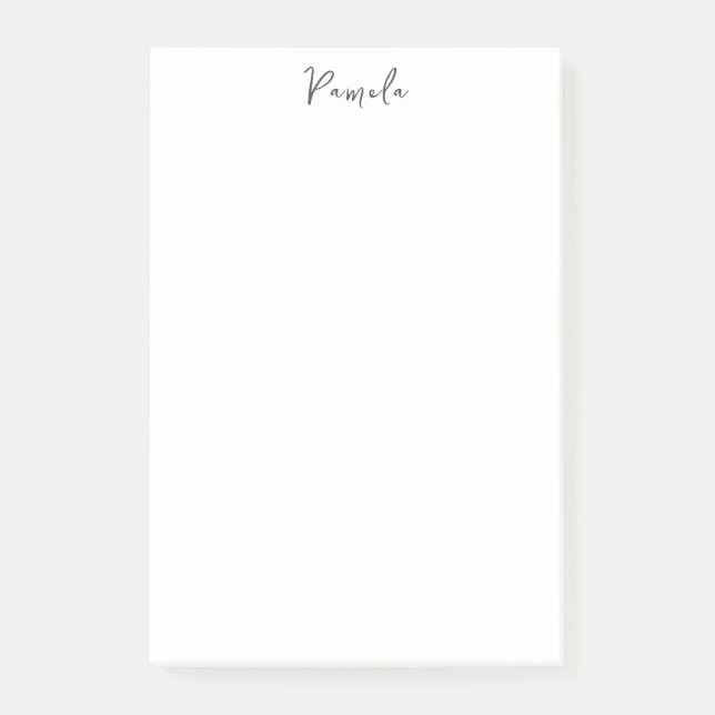 Modern Minimalist Plain Simple Cute Own Name Post-it Notes (Front)