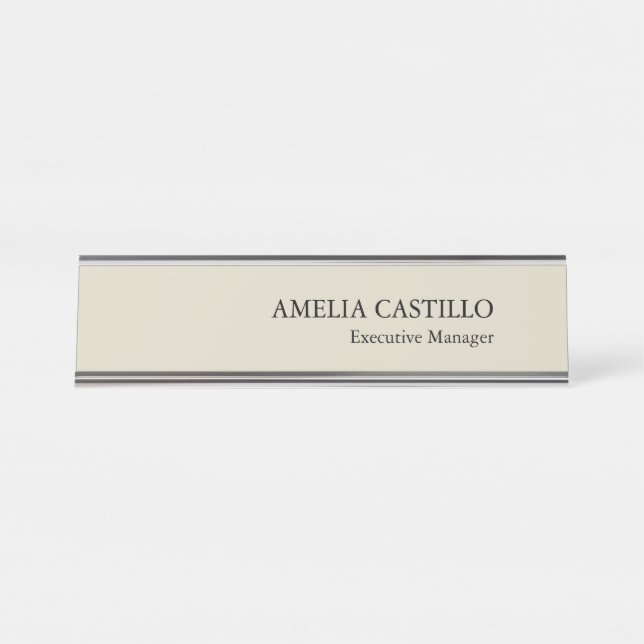 Modern Minimalist Plain Simple  Desk Name Plate (Front)