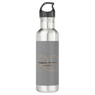 Modern Minimalist Plain Simple Monogram Manager 710 Ml Water Bottle