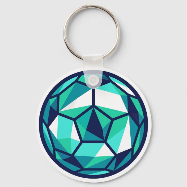 Modern Minimalist Polygon Soccer Ball Keychain (Front)