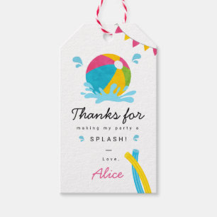 Modern Minimalist Pool Party Girl Birthday Gift Tags