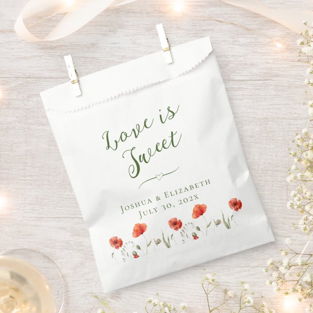 Modern Minimalist Poppies Wedding Favour Bag (Clipped)