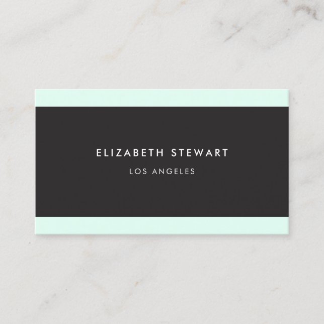 Modern Minimalist Professional Black, White Green Business Card (Front)