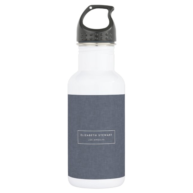 Modern Minimalist Professional Blue Linen Ivory 532 Ml Water Bottle (Front)