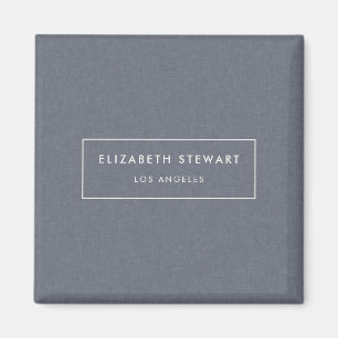Modern Minimalist Professional Blue Linen Ivory Magnet