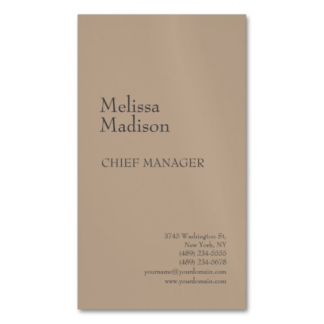 Modern Minimalist Professional Chic Magnetic Business Card (Front Vertical)