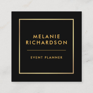 Modern Minimalist Professional Elegant Gold Black Square Business Card