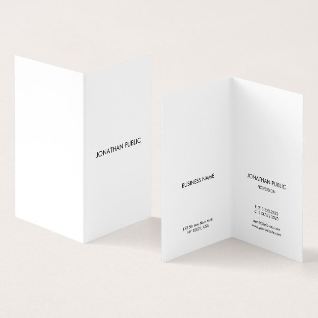 Modern Minimalist Professional Elegant Simple Chic Business Card (Inside and Outside)