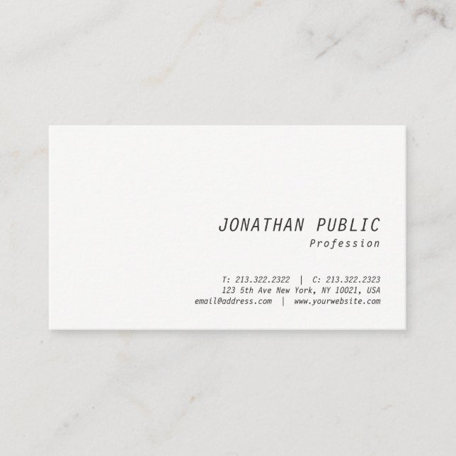 Modern Minimalist Professional Elegant Template Business Card (Front)