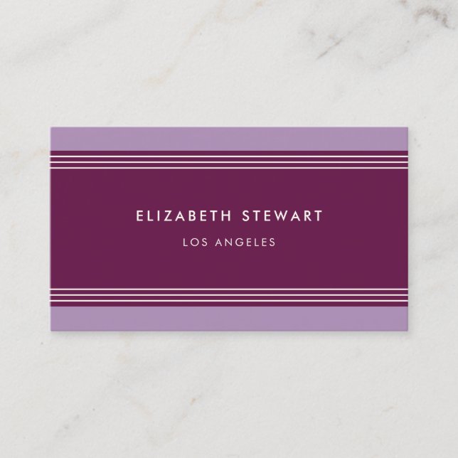 Modern Minimalist Professional Fuchsia and Lilac Business Card (Front)