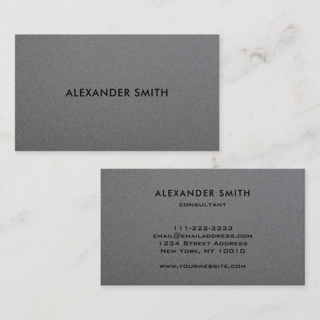 Modern minimalist professional gray metal style business card (Front/Back)