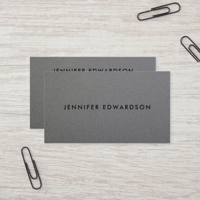 Modern minimalist professional grey metal business business card (Front/Back In Situ)