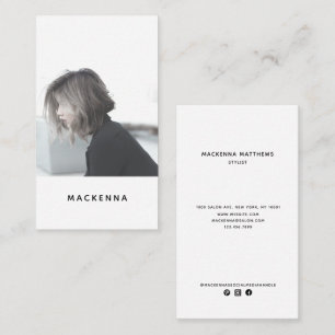 Modern Minimalist Professional Hair Stylist Photo Business Card