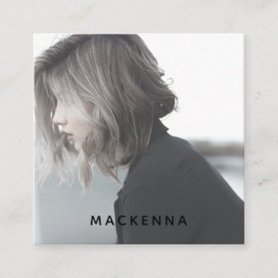 Modern Minimalist Professional Hair Stylist Photo Square Business Card