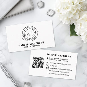 Modern Minimalist Professional Logo QR Code Business Card