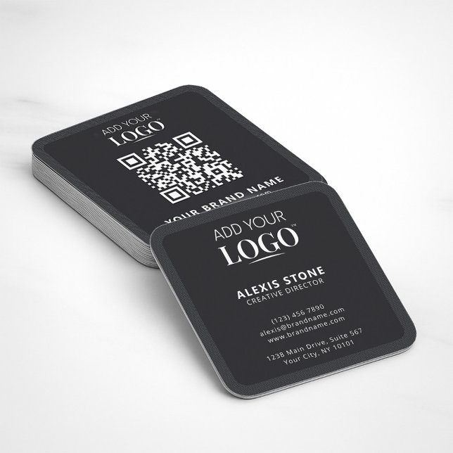 Modern Minimalist Professional Logo Trendy Black Square Business Card (Creator Uploaded)