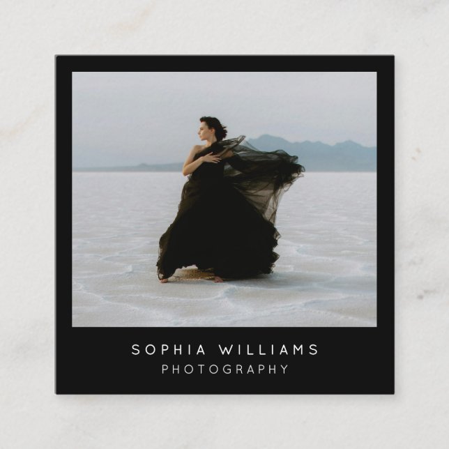 Modern Minimalist Professional Photo QR Code   Square Business Card (Front)