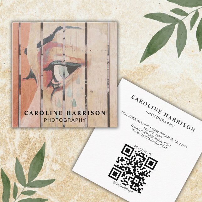 Modern Minimalist Professional Photo QR Code Square Business Card (Personalize with your info, change the color, add a different picture or keep if you like.
)