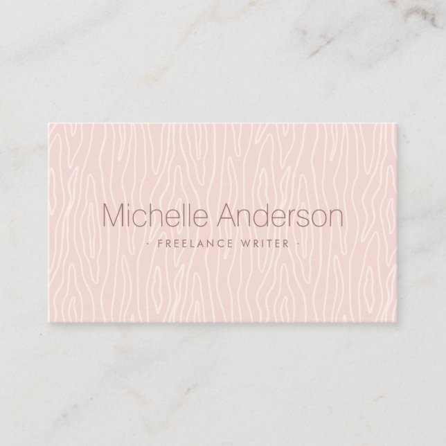 Modern minimalist professional pink wood grain business card (Front)
