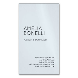 Modern Minimalist Professional Plain Blue Magnetic Business Card