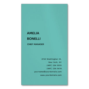 Modern Minimalist Professional Plain Blue Magnetic Business Card