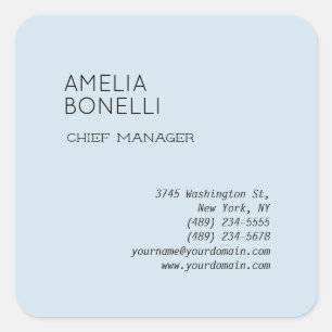 Modern Minimalist Professional Plain Blue Square Sticker