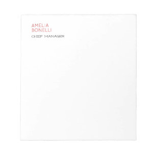 Modern Minimalist Professional Plain Red White Notepad