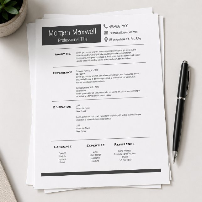 Modern Minimalist Professional Resume Template Letterhead (Creator Uploaded)