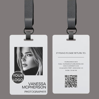 Modern Minimalist Professonal Photo Logo QR Badge