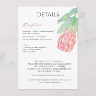 Modern Minimalist Protea Botanical Wedding Enclosure Card