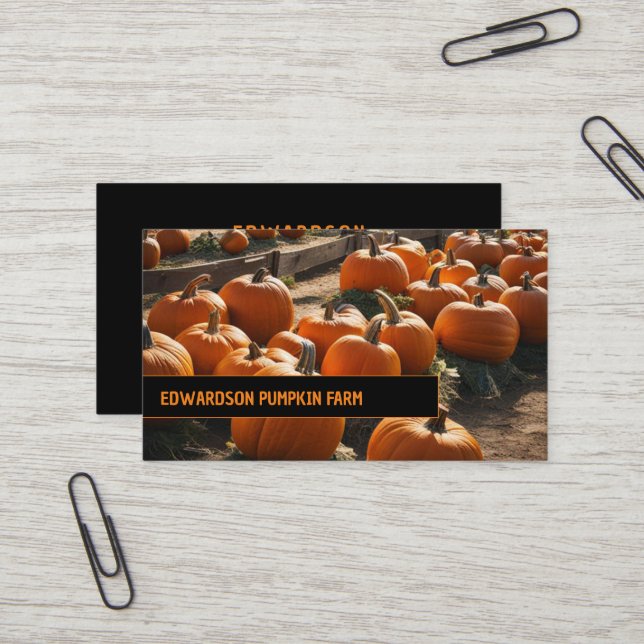 Modern minimalist pumpkin farm professional business card (Front/Back In Situ)