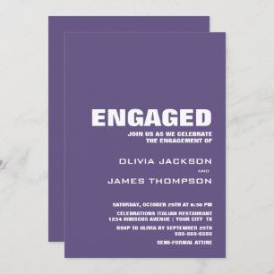 Modern Minimalist Purple Engagement Party Invitation