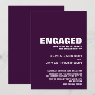 Modern Minimalist Purple Engagement Party Invitation