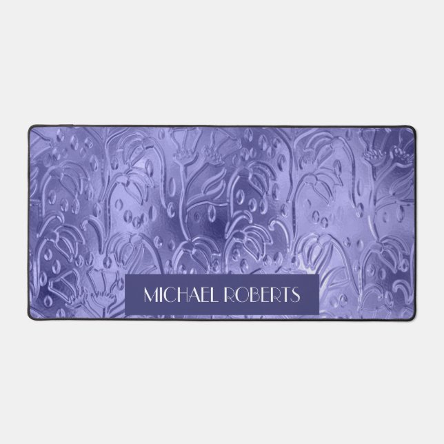 Modern Minimalist Purple Foil Metallic Desk Mat (Front)