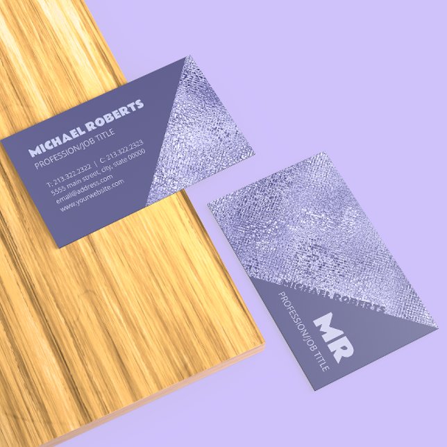 Modern Minimalist Purple Foil Metallic Typography Business Card (Creator Uploaded)