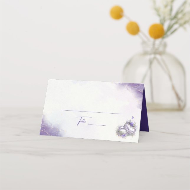 Modern Minimalist Purple Lilac Trendy Place Card (Back)