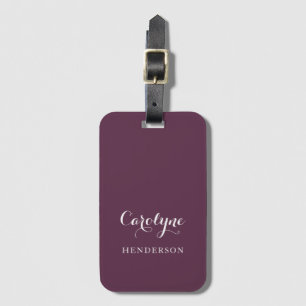 Modern Minimalist Purple Luggage Tag