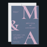 Modern Minimalist Purple Pink Wedding Invitation<br><div class="desc">Modern Minimalist Purple Pink Wedding Invitation. Features bold monogram typography and minimal graphic design. Personalize text with all the details of your special day.</div>