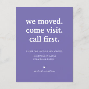 Modern Minimalist Purple We've Moved Moving Announcement Postcard