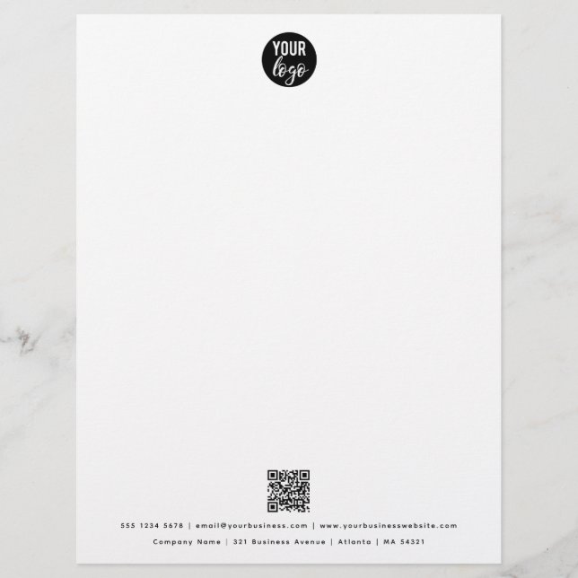 Modern Minimalist QR Code Business Logo Letterhead (Front)