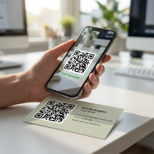 Modern Minimalist QR Code Custom Business Card