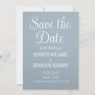 Modern Minimalist QR Code Dusty Blue Wedding Save The Date