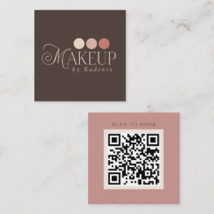 Modern Minimalist QR Code Makeup Artist Square Business Card